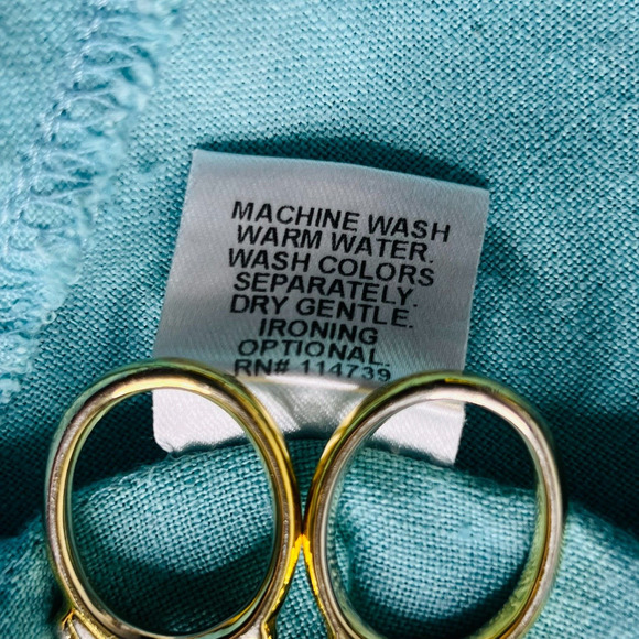 Flax Tunic Dress Size Small Linen Short‎ Sleeve Light Teal - Picture 9 of 10